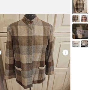 VINTAGE!  TAN F JAY PLAID JACKET!  Size 14